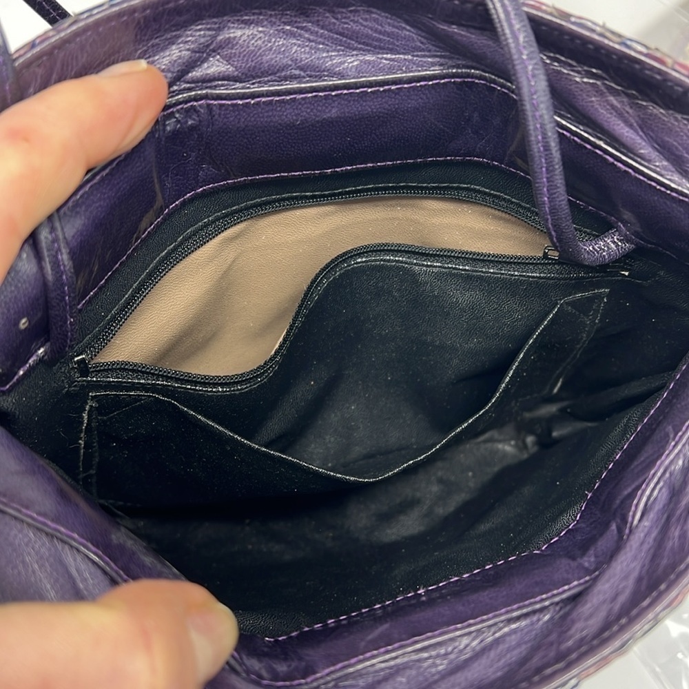 Purple Eggplant Python Snakeskin Clutch Shoulder Bag - Picture 8 of 8